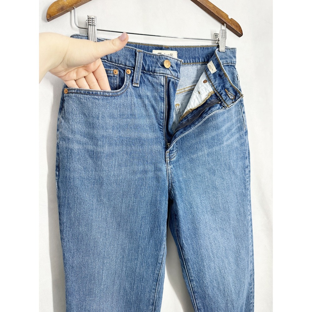 Madewell The Momjean High Rise Basley Wash Tapered Leg Blue Denim Jeans Size 28 - Picture 3 of 13